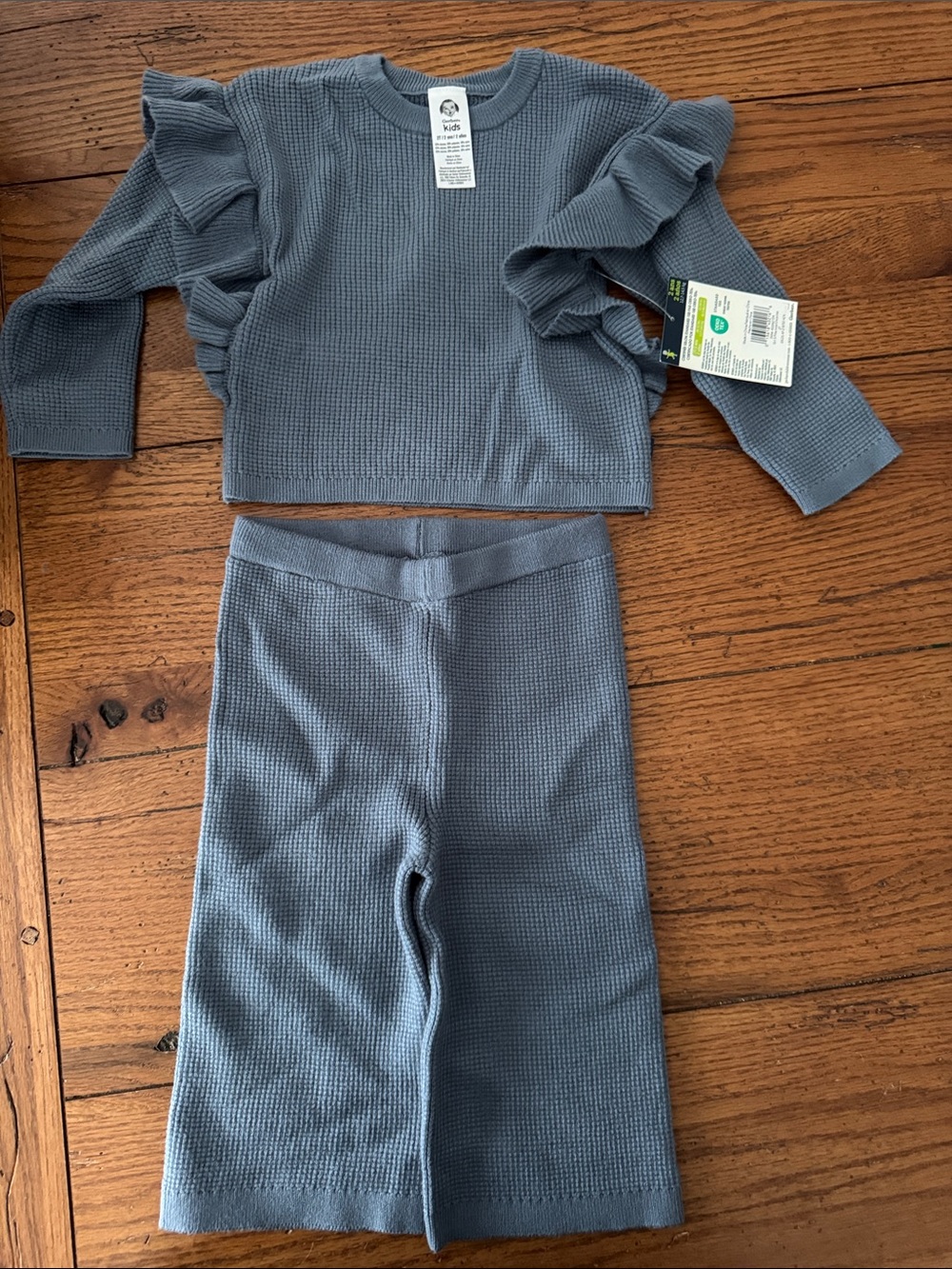 Gerber Slate Blue Knit Leggings Set with Ruffle Detail